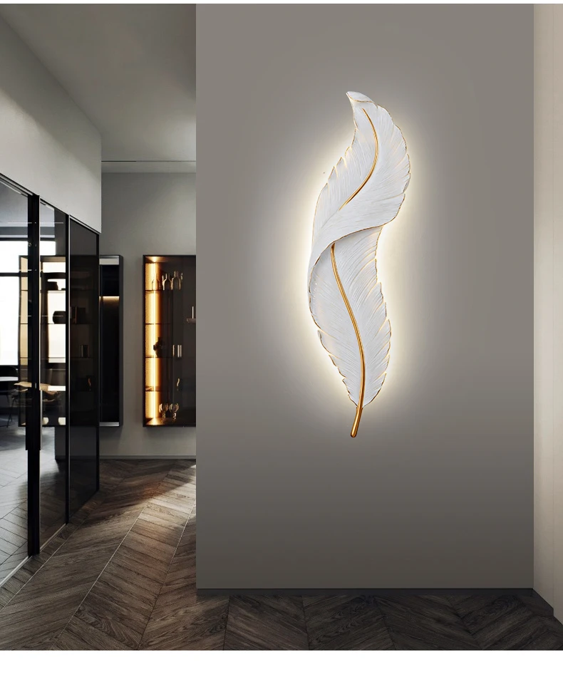 DGLUX Nordic Minimalist Luxury Wall Lamp Decoration Design Indoor Living Room Bedroom Modern Feather Led Wall Lamp