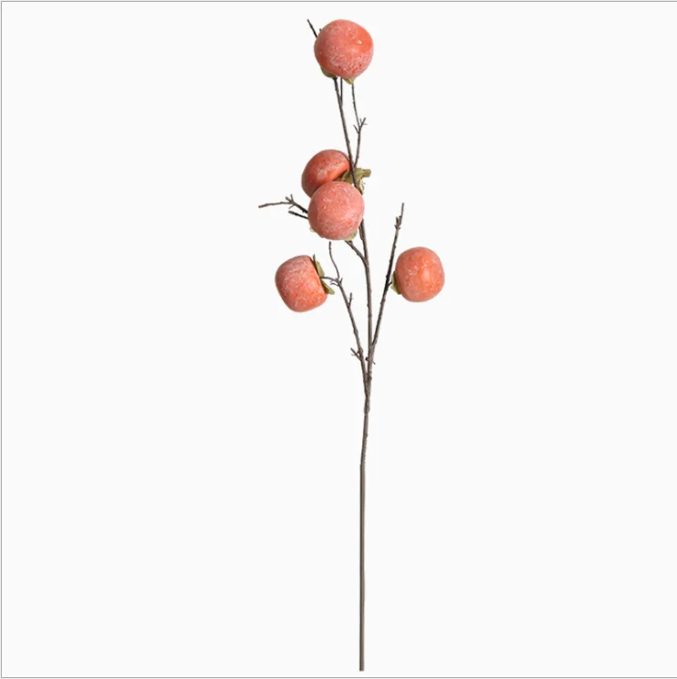 E-21905 Artificial flower apple home decoration wedding wall plant wall flowers five heads artificial fruit persimmon