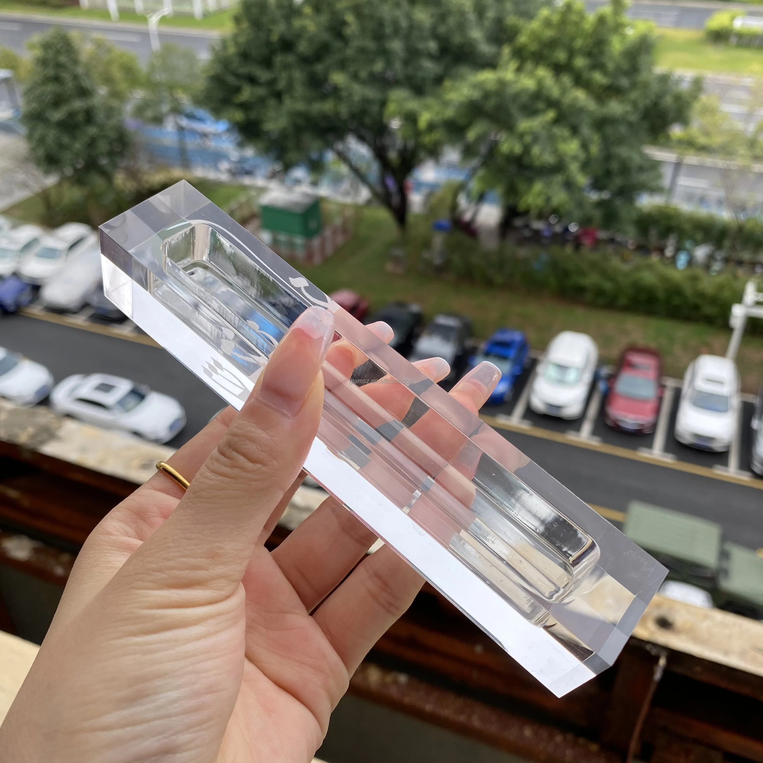 Wholesale Plastic Fancy Scroll Coleccion Clear Lucite Judaica Jewish Acrylic Mezuzah Case