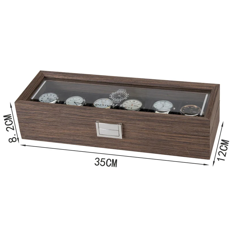 luxury walnut watch  collection  case for 6 piece watch  display package box PU leather pillow inner factory wholesale stock