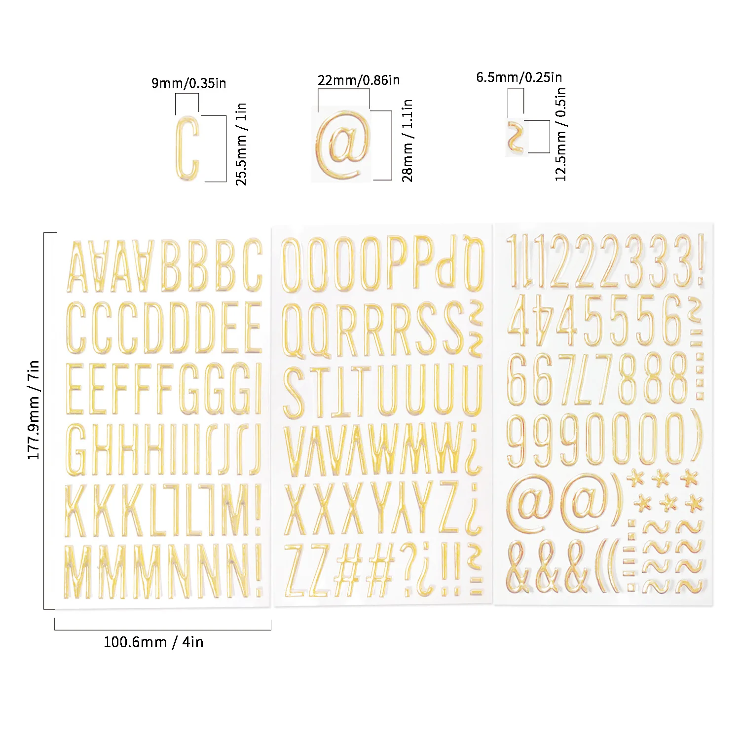DIY 3D Self Adhesive Decorative Gold Letter PVC Glitter Alphabet Letter Number Stickers Bubble Sticker