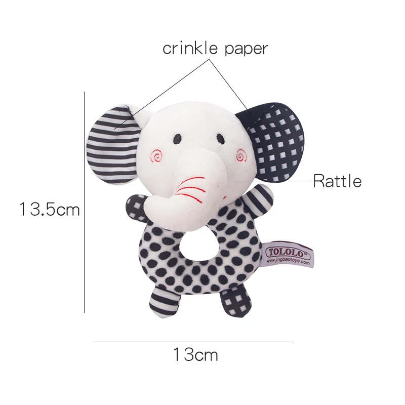 T036 Baby animal round hand ring black and white plush hand ring cartoon toy