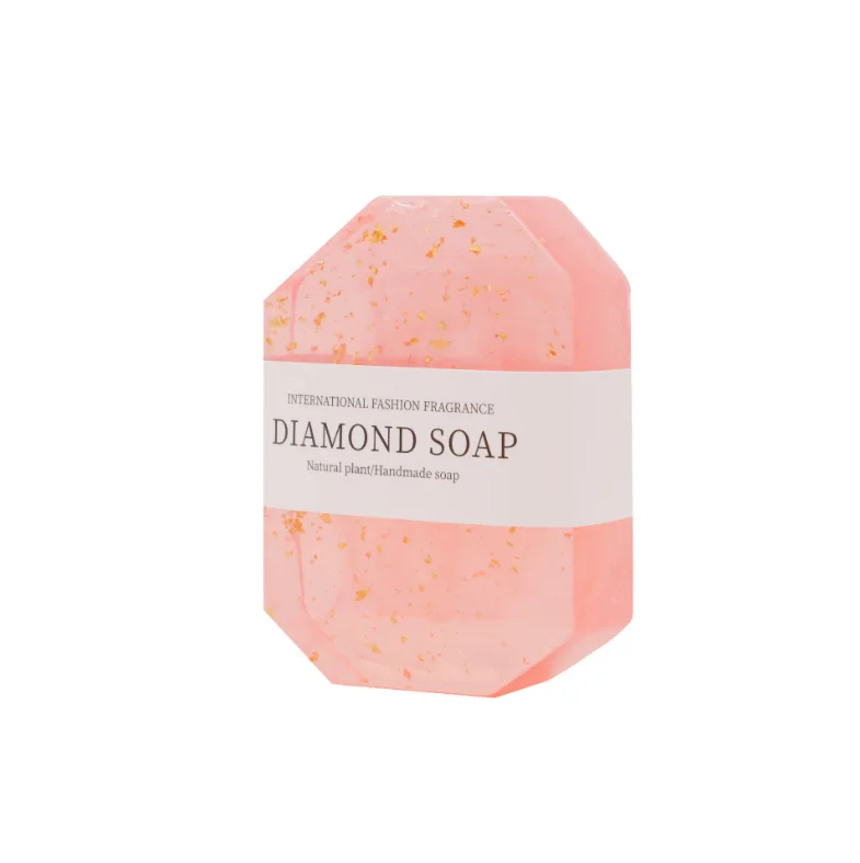 Hot selling OEM Private Label Diamond Soap face body  cleaning whitening 24k Gold Foil Handmade Soap
