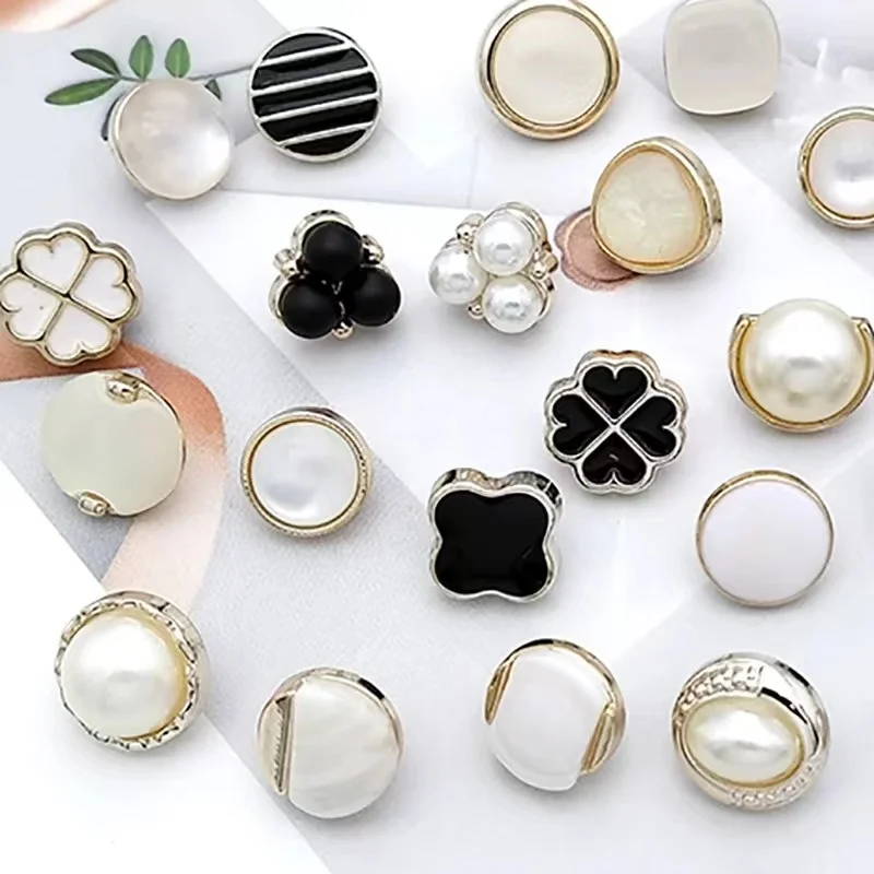 Assorted Pearl Buttons Resin White Pearl Shank Button Vintage Sewing Button for Crafts Clothes Wedding Dress