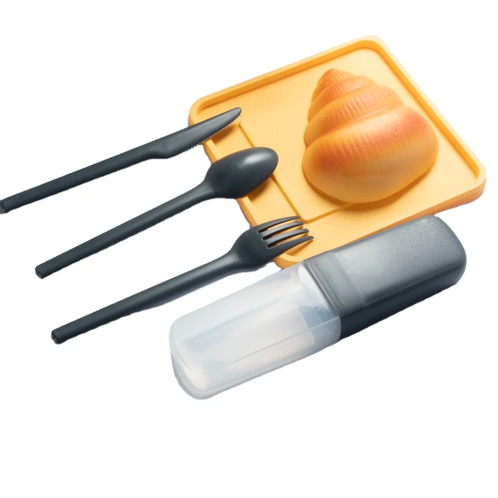 Reusable Biodegradable Plastic Camping Utensil  Fork Travel Cutlery Set With Case