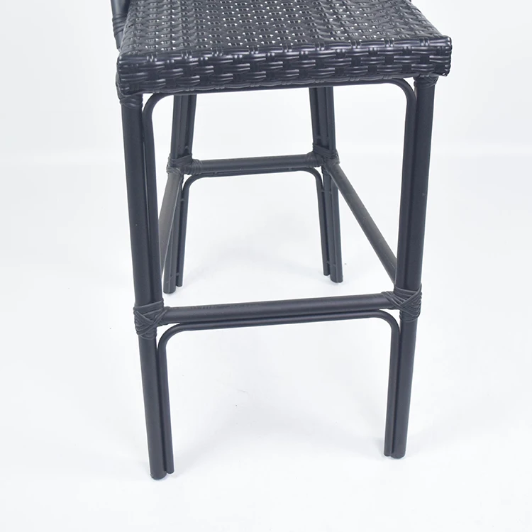 High Aluminum Rattan Counter Bar Stool Outdoor French Bistro Wicker Design for Indoor Outdoor  Use in Laundry Apartment Hall Gym