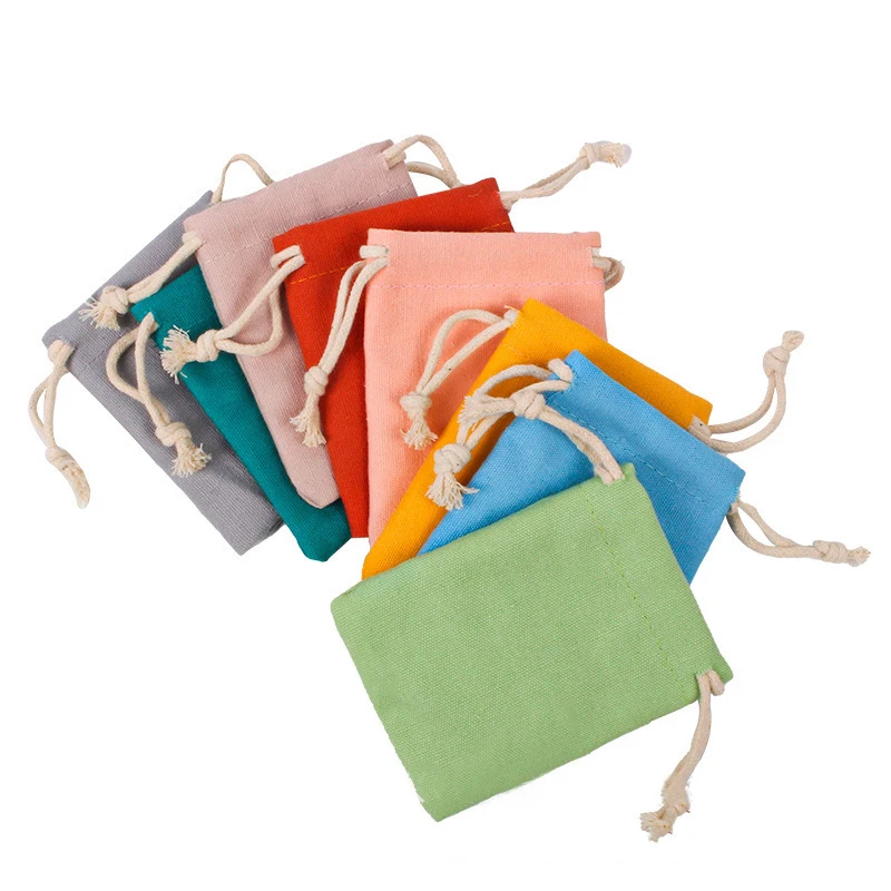 Wholesale Eco Friendly Small Pouch Printing Canvas organic Cotton Drawstring Bag Dust Bags For Handbags Luxury With Custom Logo