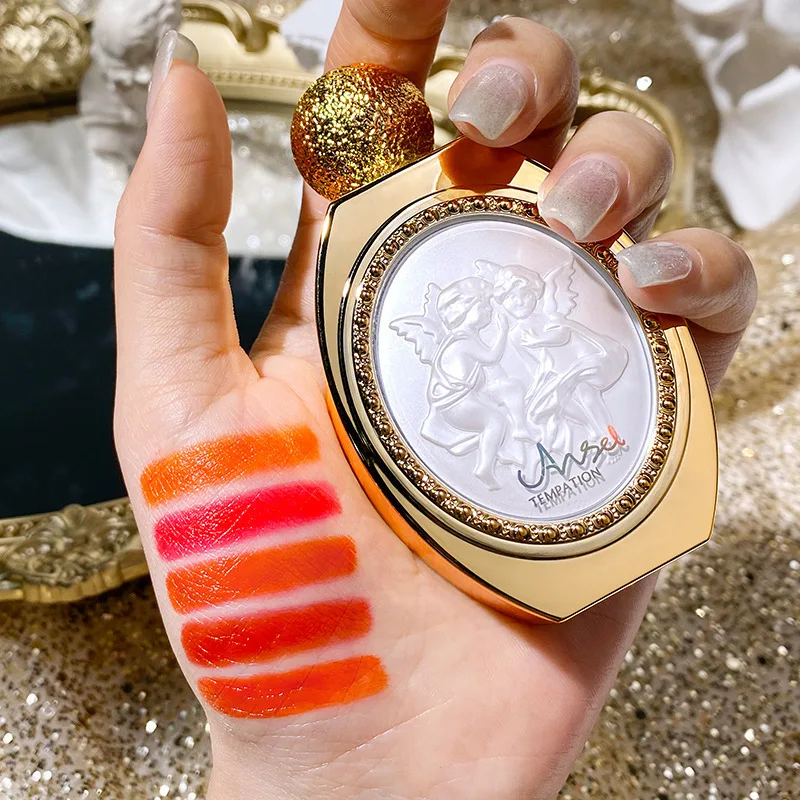 gorgeous! 5-color magic colorfast lipstick with mirror tricolor lipstick student makeup special lip stick 1 pipe paint 5 colors