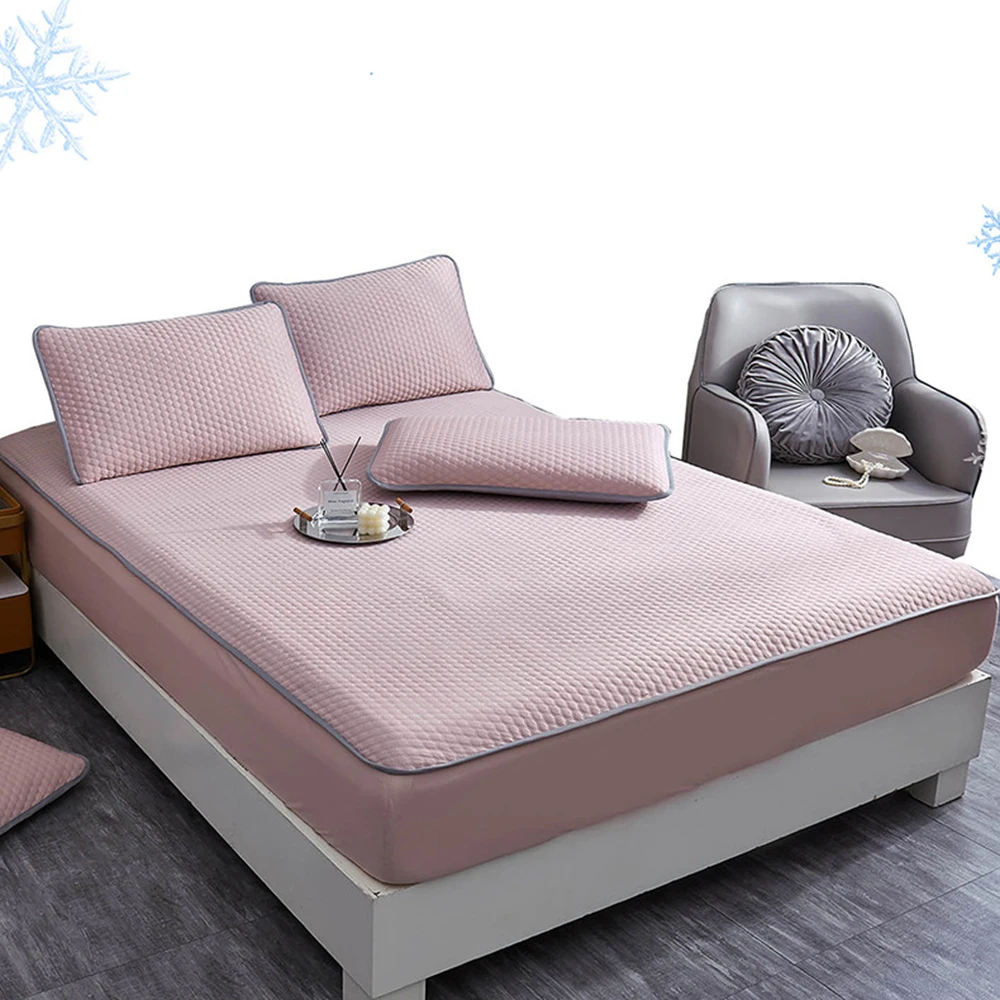 Modern Ultrasonic Mattress Protector Bed Cover Ice Cooling Fitted Bed Sheet Set For Summer