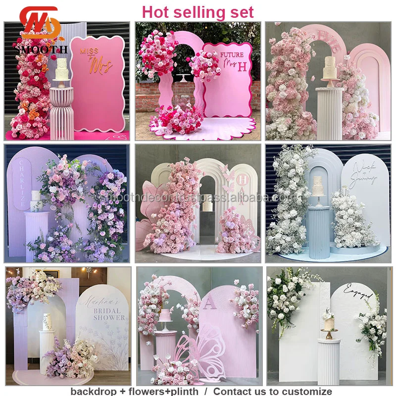 SMOOTH Modern Custom Pvc Acrylic White Ripple Baby Shower Birthday Party Backdrop With Led Lights For Wedding Event Stage