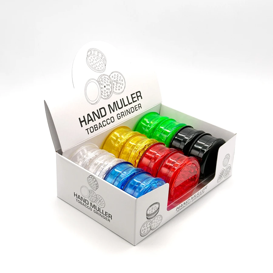 2024 Custom New Style 60mm 3-Part Manual Plastic Tobacco Grinder Colorful Lighters & Smoking Accessories