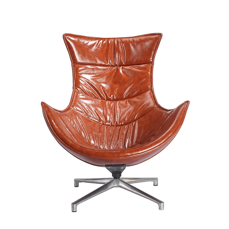 Modern Living Room Furniture Lobster Lounge Chair Brown Leather Leisure Swivel Chair