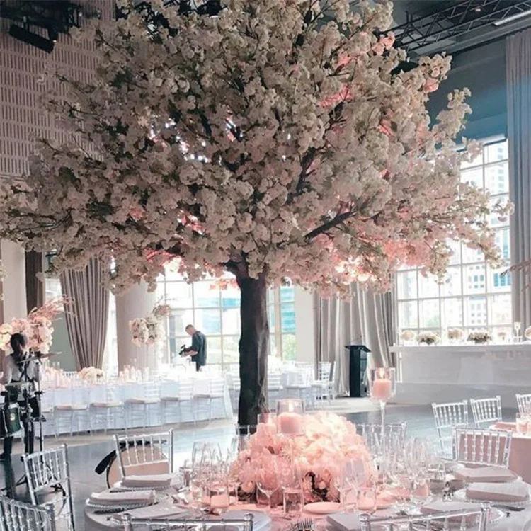 1.2M 1.5M Small artificial indoor wedding silk pink cherry blossom tree flower vases for wedding decoration centerpiece