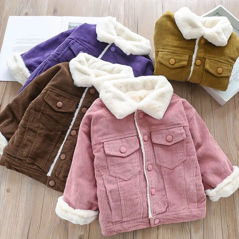 
Wholesale Sustainable 100% Cotton Turn-down Collar Girl Children Clothes Coat 