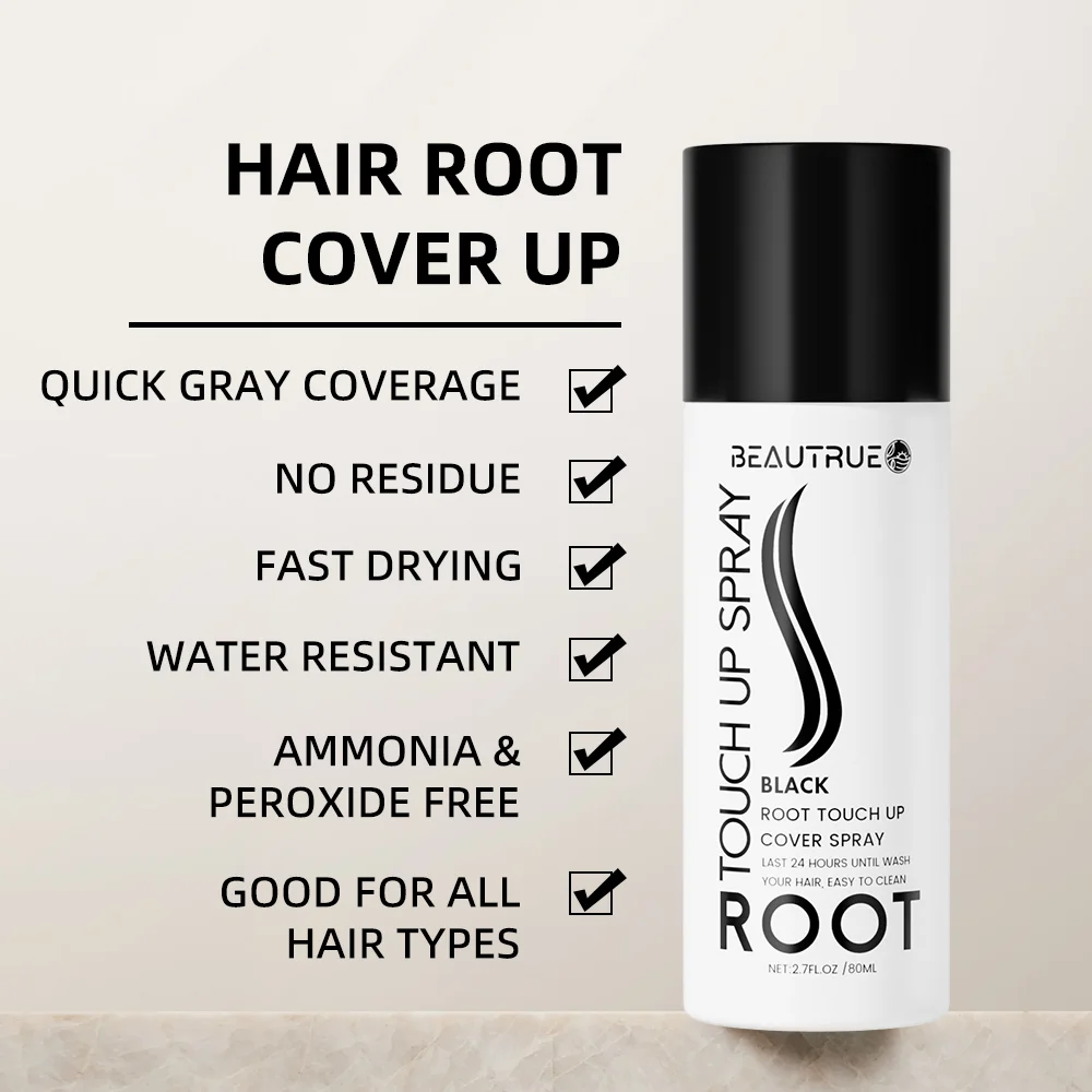 Custom Printing Labeling Color Magic Root Touch Cover Up Gray Concealer Temporary Gray Light Golden Brown Black Hair Color Spray