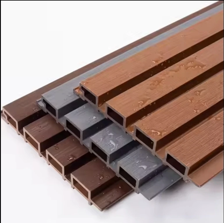 Great wall cladding exterior outdoor wood pvc co extrusion fluted design louver decorative composite board wpc wall facade panel