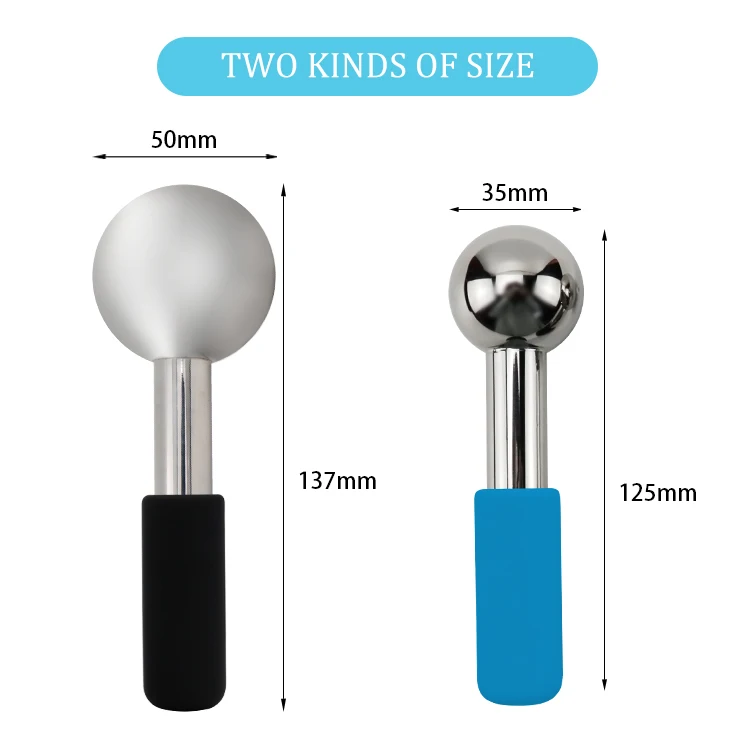 New arrivals rotation Skin Face Beauty Tools Silicone Handle Facial Cooling Stainless Steel Ice Globes