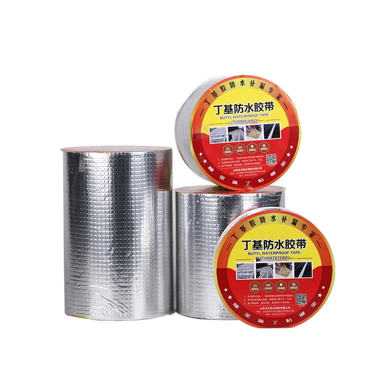 
China Famous Brand Long Life Non-curing Strong Adhesive Butyl Rubber Waterproof Tape Reinforced Aluminum Foil Repair Rubber Tape 