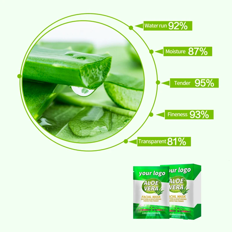 Hot Selling Private Label Moisturizing Hydrating Face Mask Sheet Aloe Vera Facial Mask