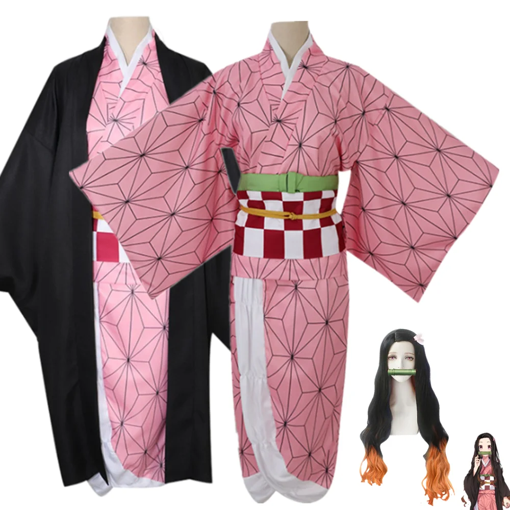Kimetsu No Yaiba Kamado Nezuko Anime Adult Kids Kimono Cosplay Costume