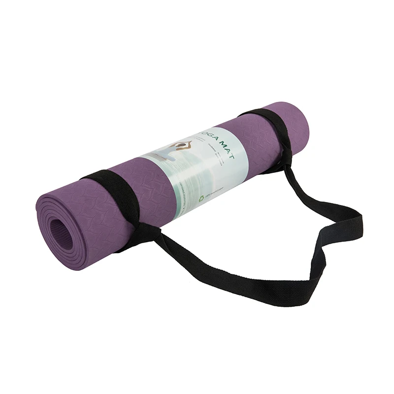 High Quality Anti-slip TPE Fitness Custom Logo Purple Eco-friendly  6mm Yoga Mat