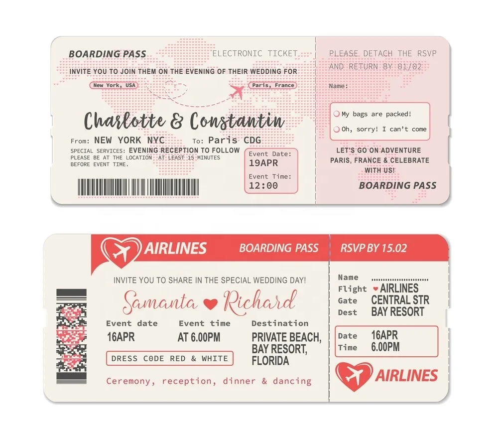custom cheap  aircraft  paper Ticket blank boarding pass in stock