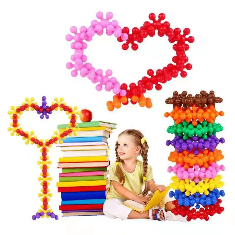 New Plum Blossom Building Blocks Bricks 3D Snowflake Building Blocks Baby Kids Educational Toys DIY Interlocking Puzzle Toys
