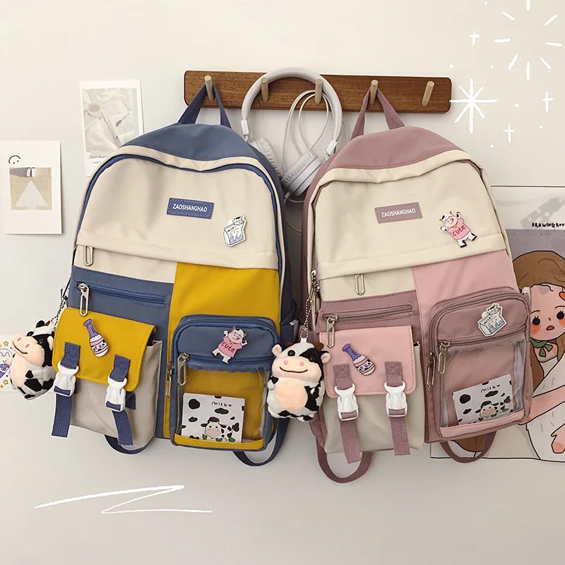 SC018 New Designer Bag Ladies 2022 School Bags Pink Backpacks Teenage Bookbag Women Stylish College Backpack For Girls