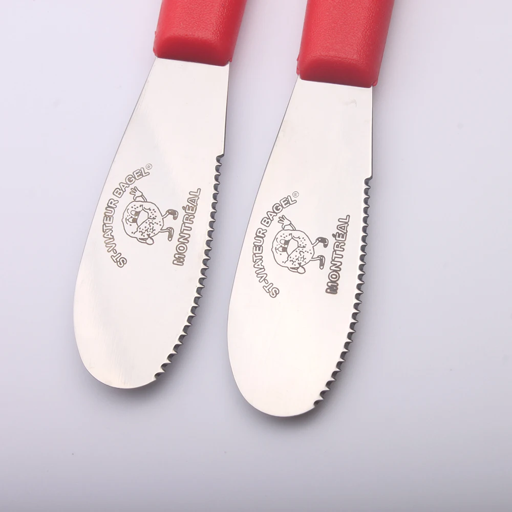 Stainless steel straight edge wide plastic handle butter spreader dinner knife