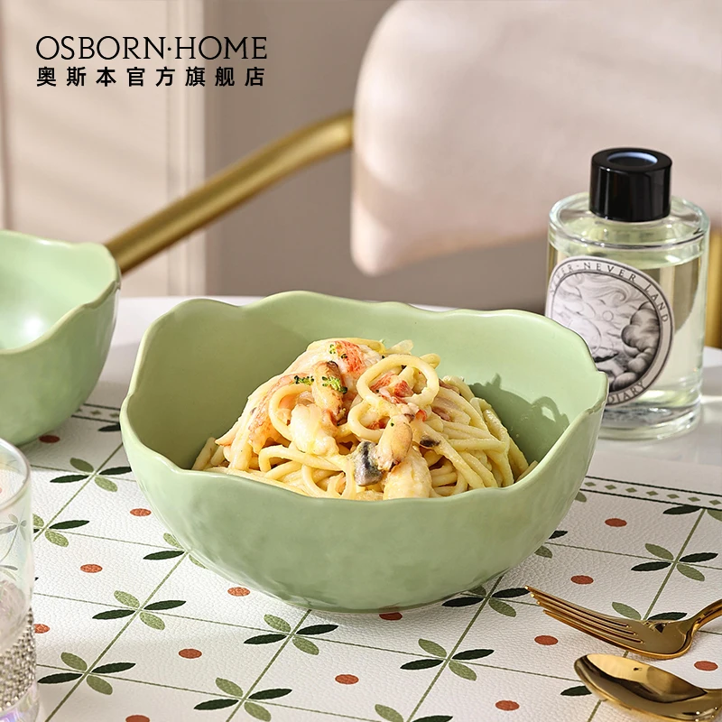 OSBORN Nordic Simple Ceramic Irregular shaped Tableware Noodles Rice Salad Soup Ceramic Bowl