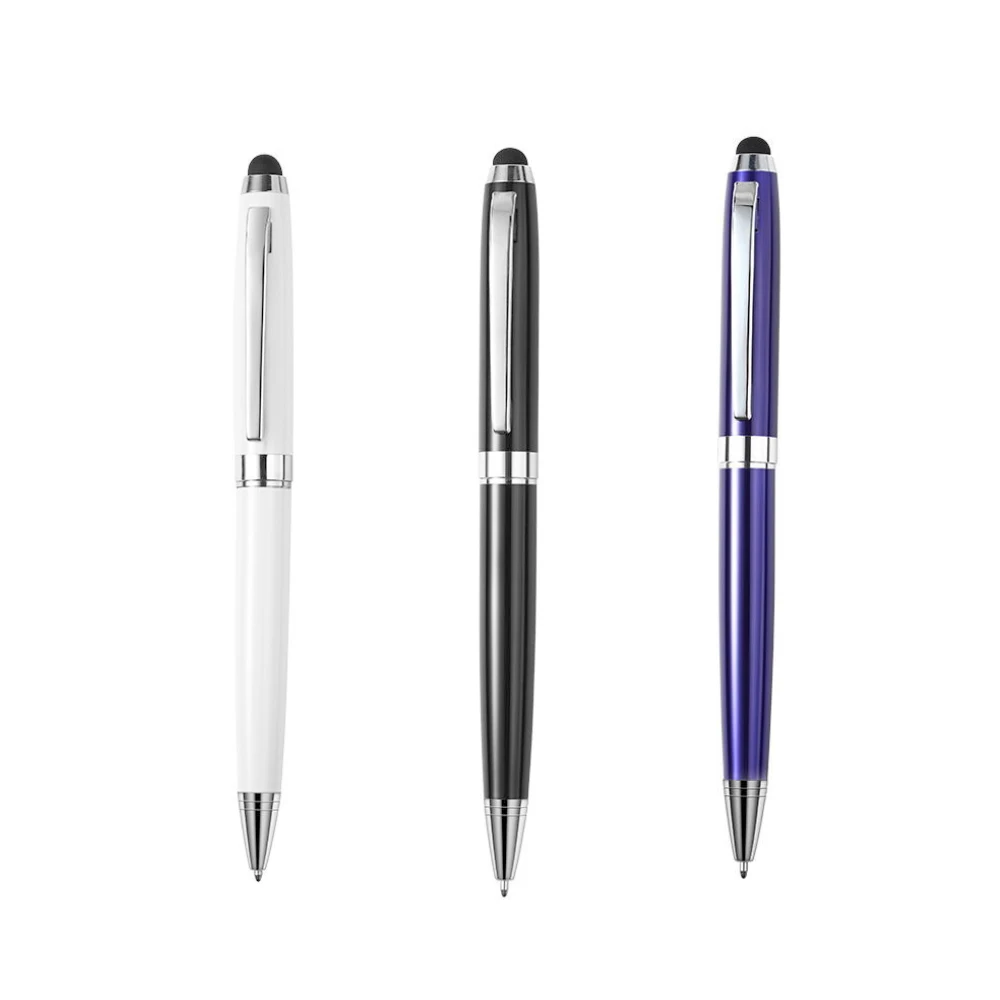 
Customized White Laser Twist Action Metal Pen With Stylus 