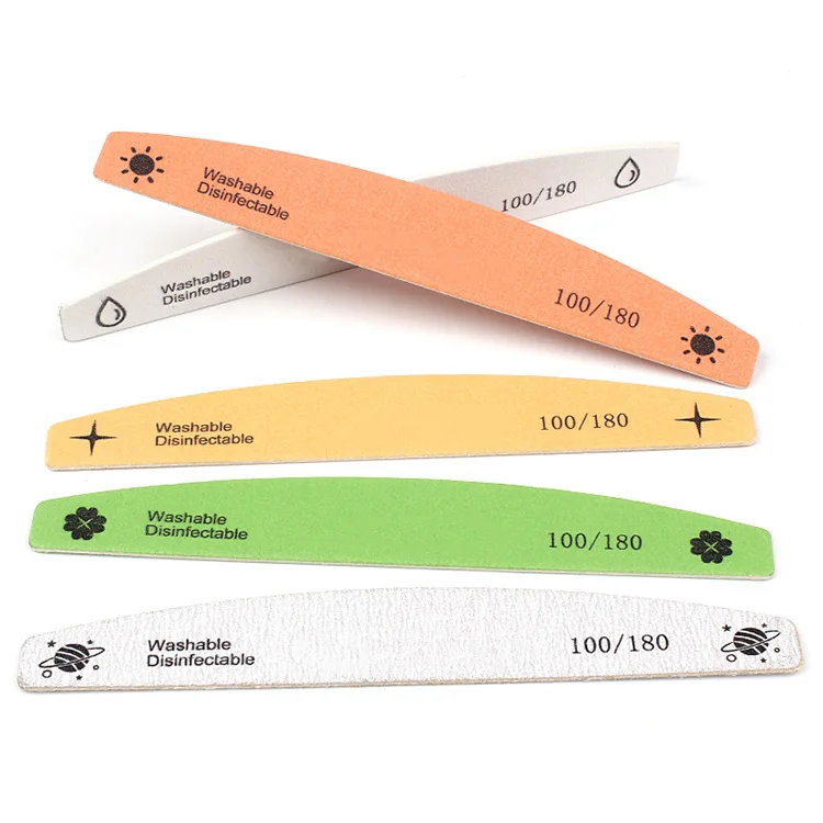 Double Sides Finger Filer Wooden 100 180 Grit Fingernail Manicure Tool Nail File Buffer for Home and Salon Use