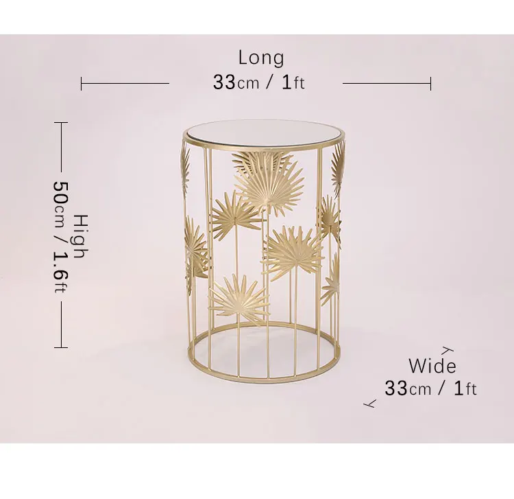 Metal decorative table top mirror flower design coffee table