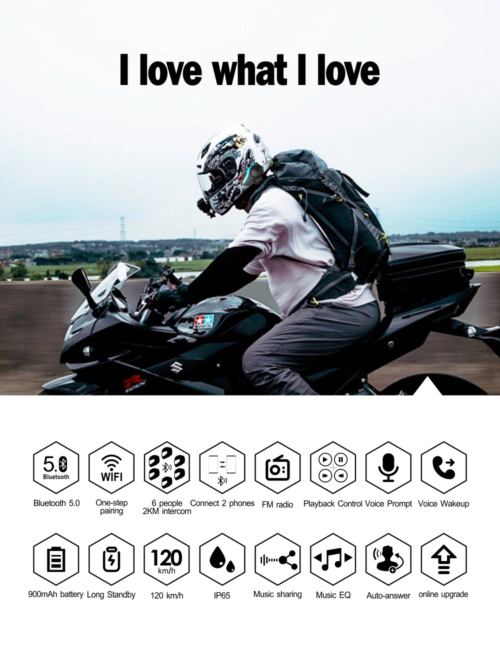 Motorcycle Helmet Group  Blue-tooth Intercom Headsets Available 6 Connections within 2000m OT-HBS02