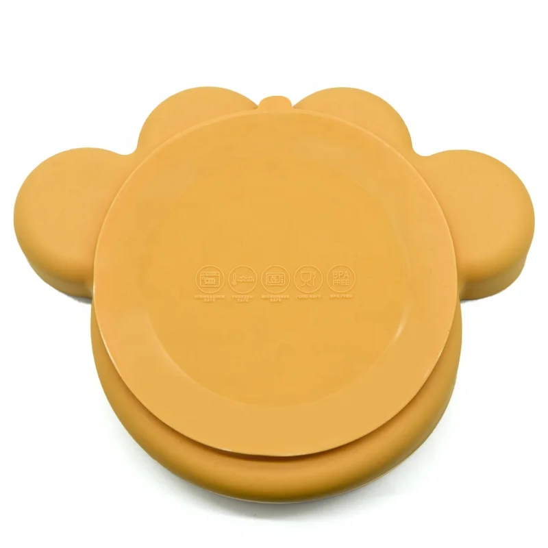 New Arrival Bpa Free Bear Paw Design Anti-Slip Eating Training Food Grade Kids Dish Feeding Toddler Plate Silicone Baby Bowl