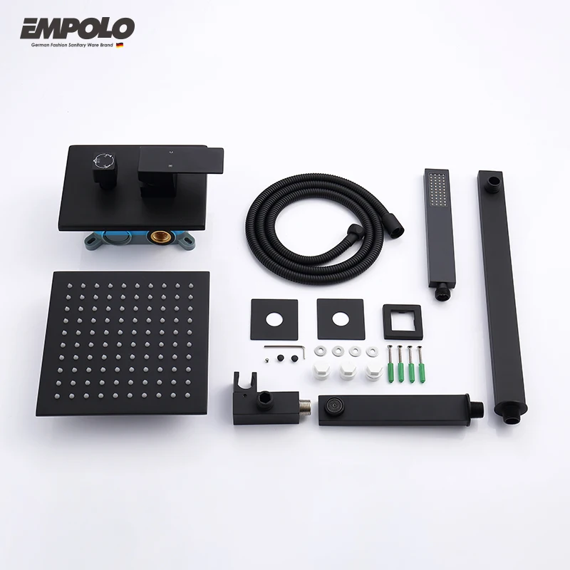 Китайский Черный Набор насадок для душа, скрытый дождевой Душ, полная настенная латунная водопроводная система для горячей ванны, смеситель для душа