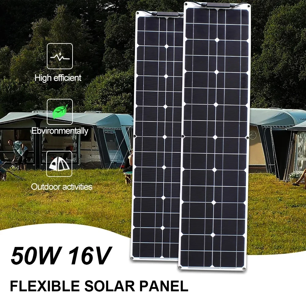 Wholesale Monocrystalline PV Thin Film Solar Panel 18V 50W 100W 180w 200w PET ETFE Semi Flexible Solar Panels For Boat RV Car