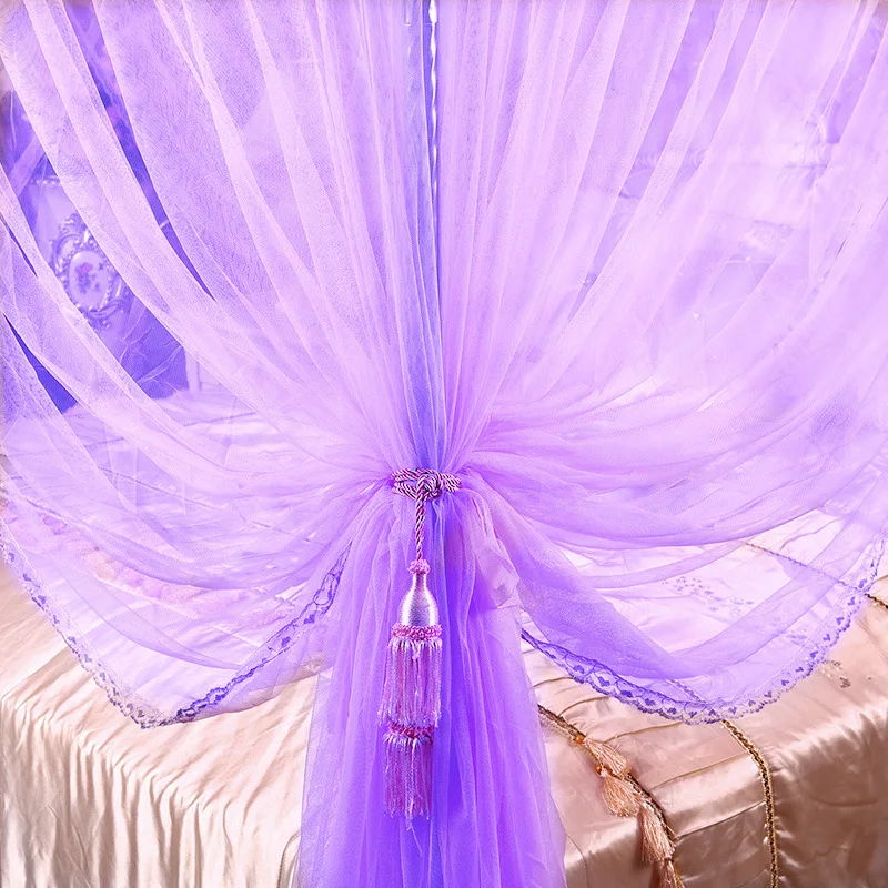 Three open door square top princess palace style mosquito net thickened stainless steel bracket dense mosquito net wholesale