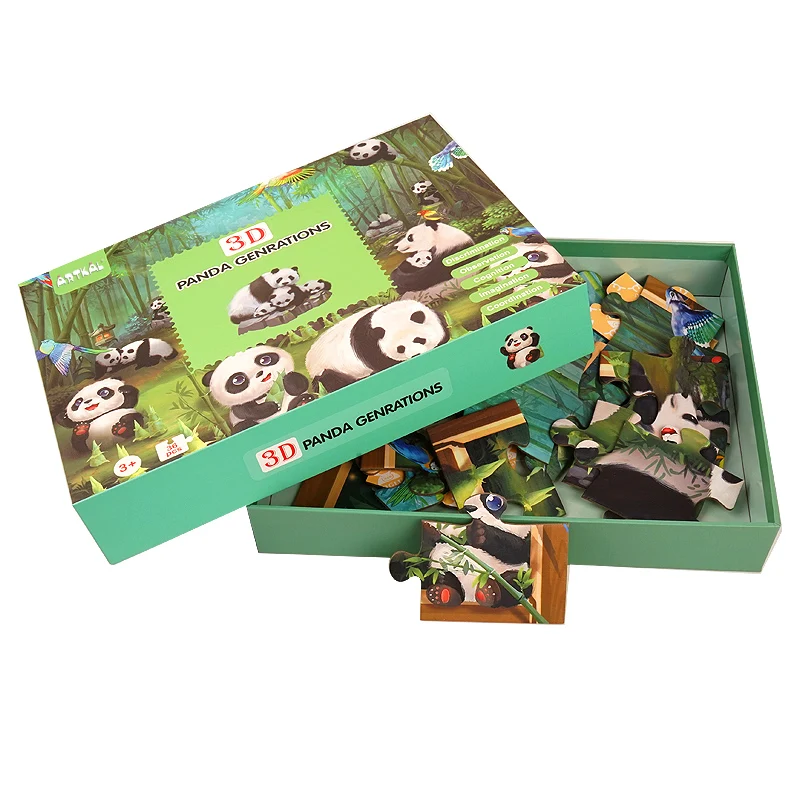 
2021 new hight Quality 3D puzzle game 36pc Grey Board Paper Puzzle Kids Educations pnada genrations 
