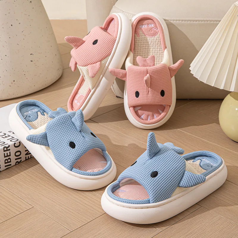 Wholesale Summer Outdoor Beach Sandals Casual Flat Platform Comfy Shoes Women Couple Thick Soled Flip Flops Shark Slippers