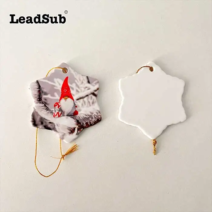 Hot sale christmas tree decoration pendant sublimation blank ceramic ornament white ornament manufacture