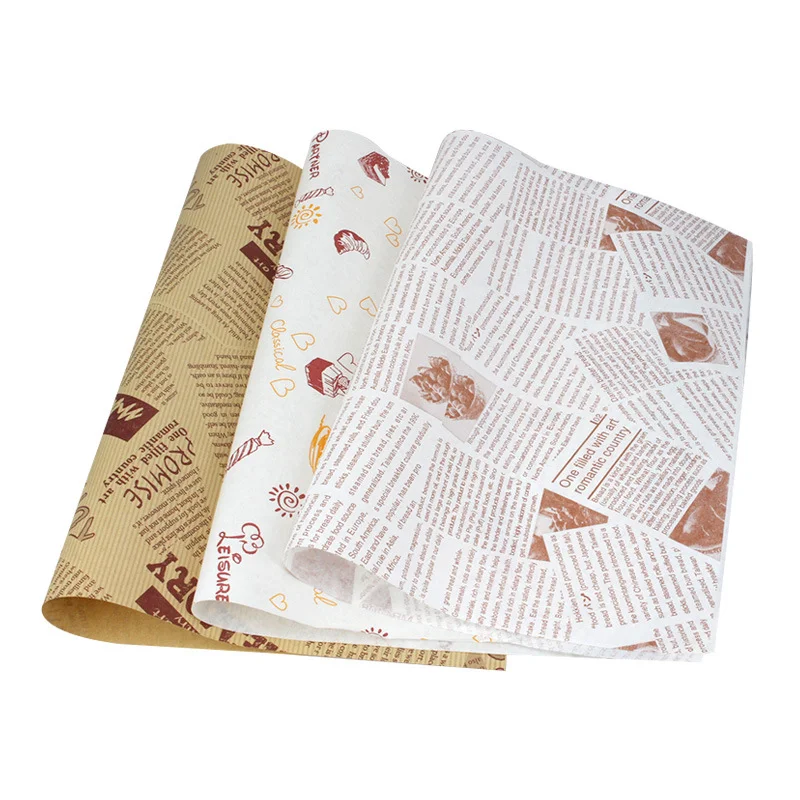 Custom Logo Printed Food Wrapping Bread Burger Wax Grease Proof Sandwich Wrapper Greaseproof Paper