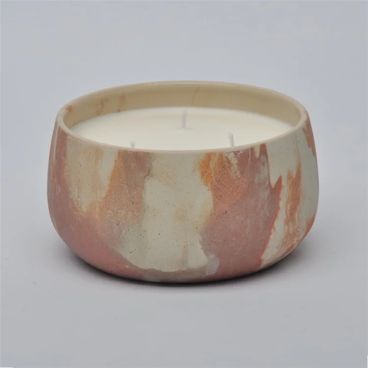Wholesale China Supplies Speckled Glazed Round Flower Scented Ceramic Candle Bowl Custom Candle Jar with Candle