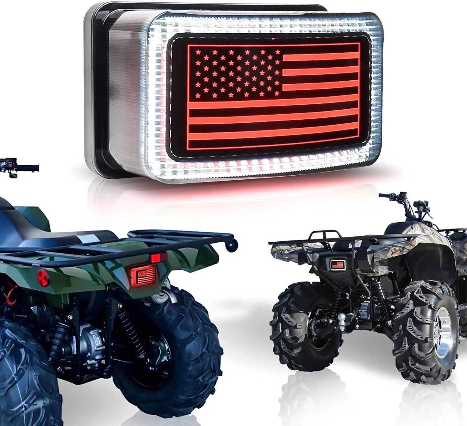 OVOVS Smoked Lens 10-36V DC Brake Light With White Halo Ring Led Atv Rear Tail Light