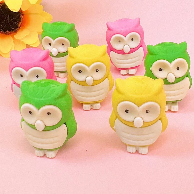1 Piece Per Pack Cartoon Novelty 3D Owl Shape Hot Sale Custom Kawaii Fancy Erasers For Children