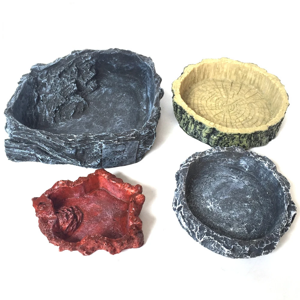 Pet Reptile Feeder Bowl Basin Resin Non-Toxic Food Water Pot Turtle Tortoise Scorpion Lizard Crabs for Pets Food Feeding Bowl