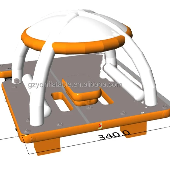 Seated Inflatable water floating island inflatable floating dock with canopy water play equipment inflatable platform
