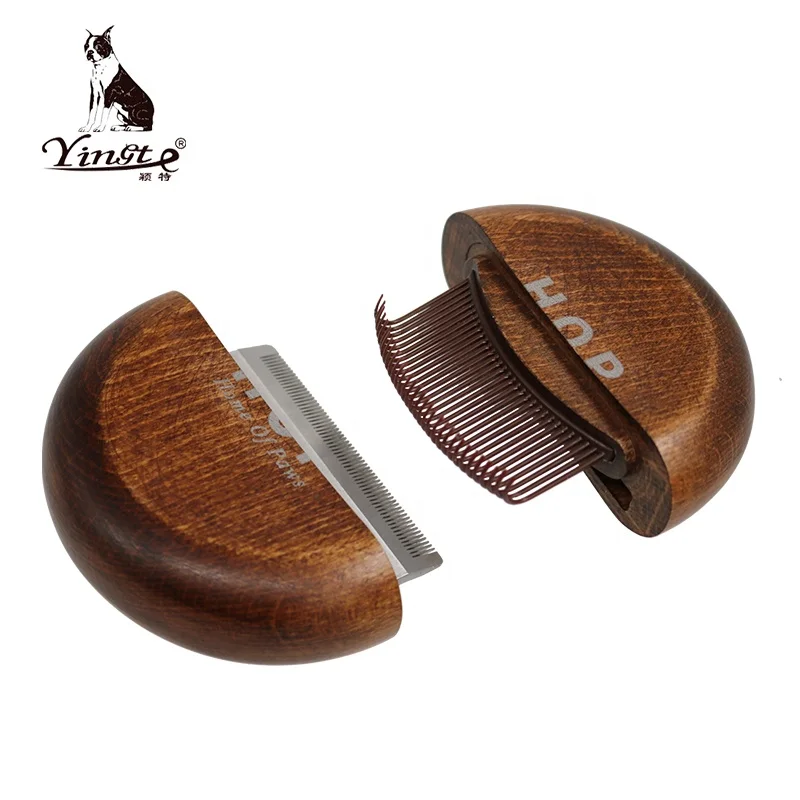 
Factory Wholesale High Quality Shell Shape Double-Duty Pet Cat Dog Hair Flea Grooming Comb With Deshedding Tool 