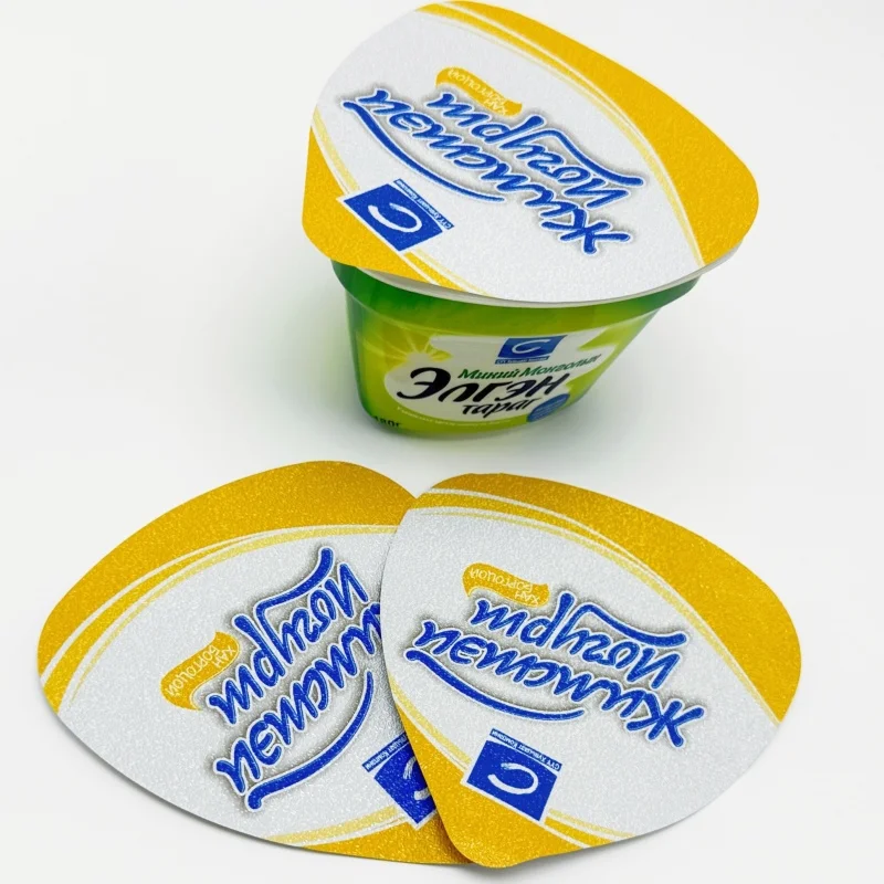 Custom Precut Printed Lids Colored Aluminum Foil Cover For Yogurt Easy Peel Plastic Yogurt Cup Lid