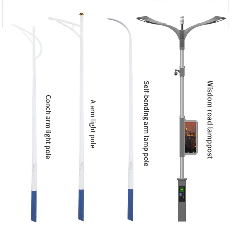 6 7 8 9 meter solar street lamp pole with one two arm solar lights outdoor street lighting pole